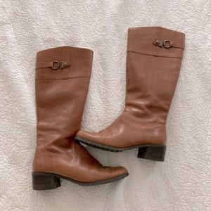 Anne Klein 15” brown leather boots - womens size 10